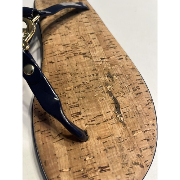 Michael Kors jet set jelly Cork flip flop MK Metal Logo Navy Blue Sz 7 - Picture 5 of 13